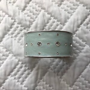 Silver and Sky Blue Wide Bangle - Silver Bracelet